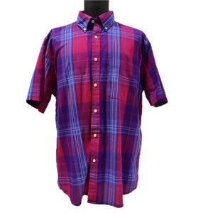 Sun River Men's XL Short Sleeve Casual Shirt Purple Pink Plaid